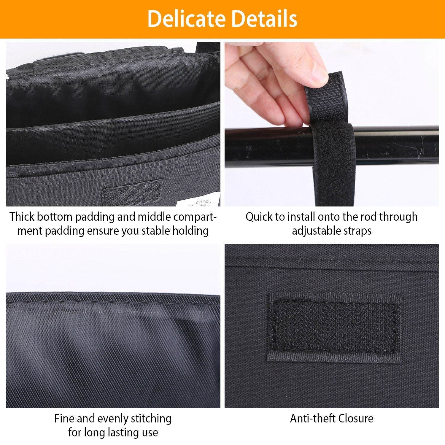 Stroller Organizer Bag 6 Pockets Baby Trolley Bag with Cup Holder for Paper Tissue Diaper Phone Snacks Baby Cream - JM Variety Store